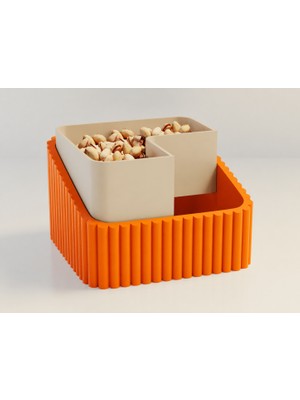 Brf Store Irmakxx Fıstık Kasesi – 3D Baskı Çift Hazneli Kabuk Ayırıcı Sunum Kasesi - Turuncu Bej