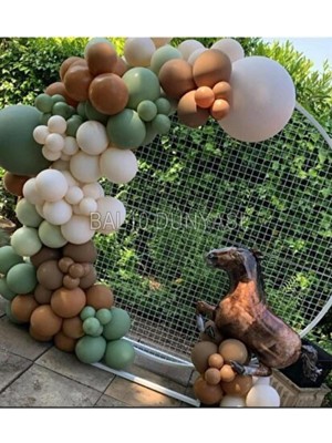 Özkaya Store Küf Yeşili-Ten-Çikolata Kahve Renk Balon Zinciri 50 Adet+5 mt Balon Zinciri