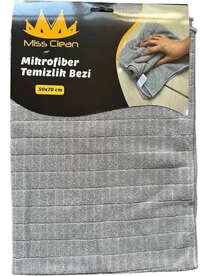 Özkaya Store Miss Clean Mikrofiber Kareli Yüzey Cam Temizlik Bezi 50X70 cm Süper Emici - 320 Gr. - Gri - 1 Adet Gri