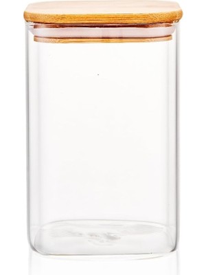 Özkaya Store 1100ML Sızdırmaz Vakumlu Bambu Kapaklı Borosilikat Cam Kavanoz – Hava Geçirmez &amp; Dayanıklı Gıda Saklama Kabı (10CM x 17CM)