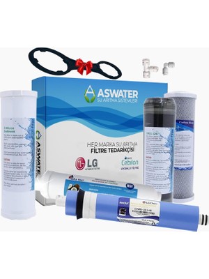 OEM Ihlas Aura Cebilon Compact Uyumlu Açık Kasa Su Arıtma 5'li Lüx 10" Filtre Seti 80GPD Lg Membranlı