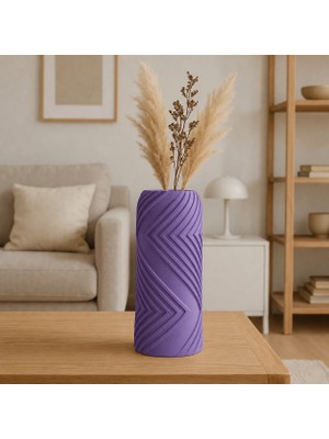 Brf Store Irmakxx Vector Vazo – 3D Baskı Geometrik Çizgili Dekoratif Vazo-Mor