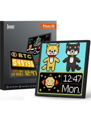 Özkaya Store Pixoo-64 Wifi Piksel Sanat Ekranı, 64 x 64 LED Panel, Benzersiz Aydınlatma Dekorasyonu ile Uygulama Kontrolü
