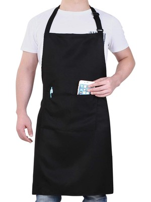 Özkaya Store Erkekler ve Kadınlar Için Şef Önlüğü - 83,8 cm x 68,5 cm Large Rahat ve Rahat Bir Uyum Için Bel Bağları ile Dayanıklı ve Hafif, Pişirme Temelleriniz Için 2 Geniş Cep - 1'li Paket, Siyah
