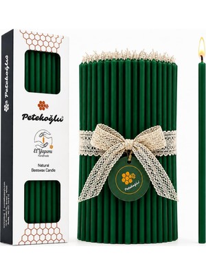 OEM (40 Adet Yeşil) Balmumu Mum Dilek Mumu Doğal Petek Ince Uzun Parti Rituel Doğum Günü Mumu Beeswax Candle