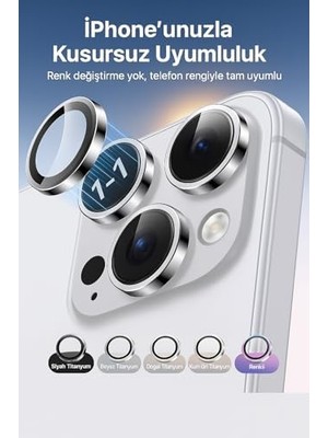 TeknoKapsül Premium Safir Kamera Lens Koruyucu iPhone 17 Pro / 17 Pro Max, Havacılık Sınıfı Alüminyum Çerçeve, Ultra Hd Netlik, Çizilmeye Karşı Üstün Koruma (Silver, iPhone 17 Pro / 17 Pro Max)