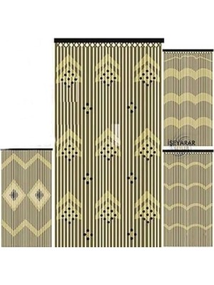 Özkaya Store El Işi Naturel Separatör Kapı Dekor Perdesi 90X180CM Dizgisi 27 Sıra Ahşap Boncuklu Kapı Sinekliği