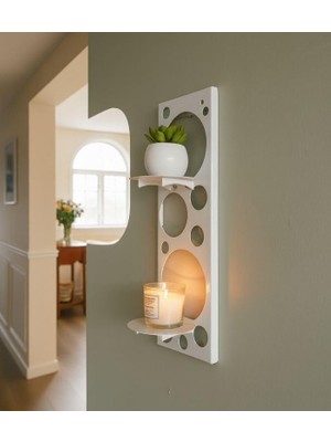Özkaya Store Metal Beyaz Vidalı Duvar Rafı, Oval Raf, Iki Katlı Mutfak Banyo Rafı, Kitap Rafı MT125B