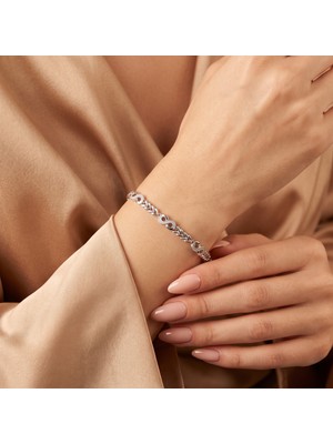 Xuping Jewelry Vıp Seri 316L Çelik Gümüş Renk Zirkon Taşlı Sonsuzluk Motifli Bileklik 19 cm