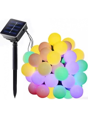 Özkaya Store Menfry Solar Güneş Enerjili Rgb LED 7 Metre 50 LED Top Beyaz Top Bahçe Aydınlatma LED Işık