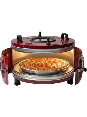 Özkaya Store AF130L 25 Litre Orta Boy Yuvarlak Davul Fırın, Iç Aydınlatmalı, Termostatlı, Üst &amp; Ön Gözetleme Camlı, 1 Tepsi