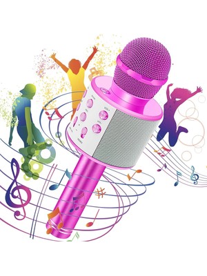 Özkaya Store Global Usba+Tf Sd Kart+3.5mm Aux Girişli Bluetooth Karaoke Mikrofonu Pembe WNE0069