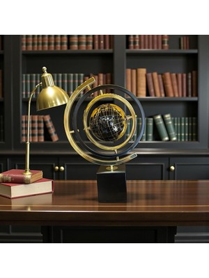 Özkaya Store Atlas Noir Gold Dekoratif Dünya Küresi – Metal Ayaklı Lüks Masaüstü Ofis &amp; Ev Dekoru