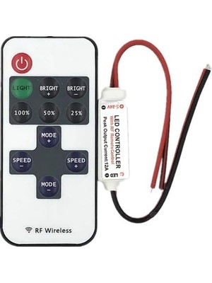 Özkaya Store Uzaktan Kumandalı Şerit LED Dimmer LED Işık Kontrolü 12V/24V Pil Hediyeli