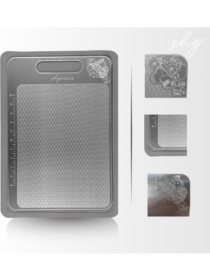OEM Kaymaz ve Çizilmeyi Az Gösteren 304 Paslanmaz Çelik Kesme Tahtası, Kaydırmaz Mat ile Set (Kesme Tahtası ve Kaydırmaz Mat)1,5 mm Kalınlık, 23 x 34 Cm, Yıkanabilir, Gıda Uygun, Hijyenik