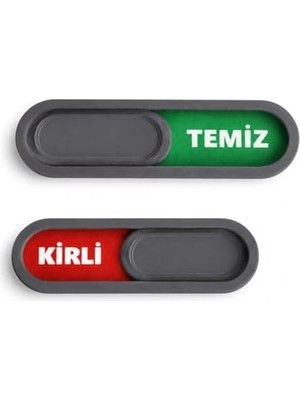 TeknoKapsül Temiz Kirli Göstergeli Manyetik Magnet - Bulaşık Makinesi Durum Göstergesi Kaydırmalı Magnet (Gri)