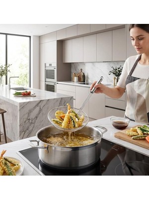 Özkaya Store Metal Saplı Güçlendirilmiş Gövdeli Tel Kevgir – Paslanmaz Çelik Süzgeç, Derin Süzek, Kızartma ve Haşlama Için Ideal, Isıya Dayanıklı Mutfak Gereci (15 Cm)