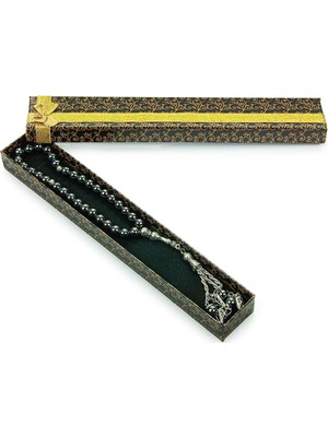 Özkaya Store Metal Mızrak Püsküllü Hematit Doğaltaş Hediyelik Tesbih - 33LÜ - Küre Kesim