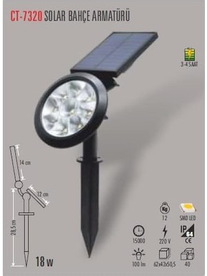 Özkaya Store CT-7320 18W Solar Bahçe Armatürü Yeşil