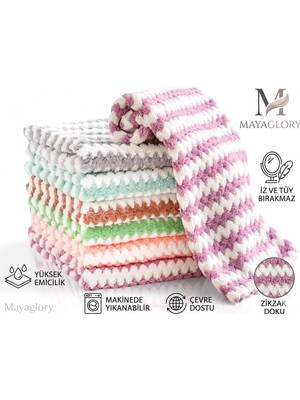 Özkaya Store Çok Amaçlı Mikrofiber Temizlik Bezi Seti - 3'lü Paket, Yüksek Emici, Iz ve Tüy Bırakmayan Mutfak, Cam ve Araç Kurulama Havlusu (Dalgalı Doku, Çok Renkli)