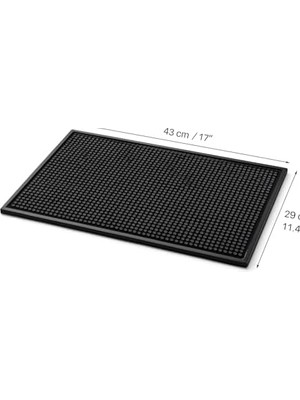 TeknoKapsül Silikon Bar Matı, Siyah, Kaymaz Tezgah ve Bulaşık Kurutma Matı, 43X29 Cm, Mutfak ve Bar Için