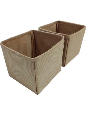 2'li Bej Çekmece Içi Düzenleyici Organizer Set - Çok Amaçlı Dolap Içi Kutu Seti (13 * 13 *