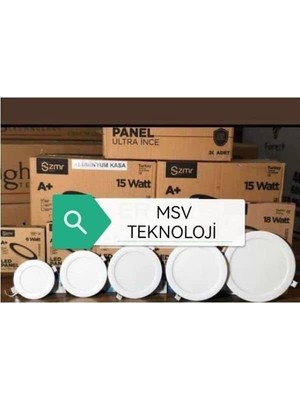 Msv Teknoloji 2 Li Kutu Zmr 15W Slim Sıva Altı Spot Yuvarlak LED Panel Yüksek Lümen 6500K Beyaz
