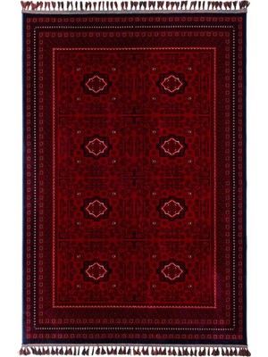 Elvey Home Afgan Vintage Kaymaz Taban Gerçek Kadife Bambu Sık Dokuma Otantik Dekoratif Zamansız T