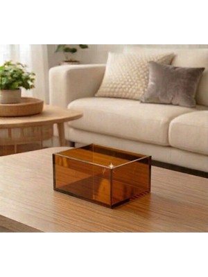 Çok Amaçlı Transparan Kahverengi Pleksi Kutu (20CM x 15CM x 10CM)