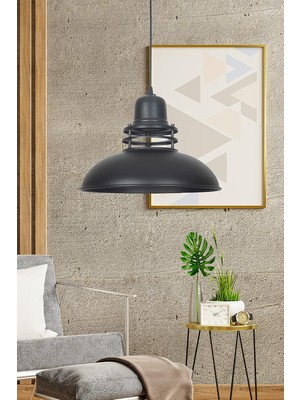Fener Modern Tasarım Sıvama Sarkıt Metal Siyah Renk Cafe - Mutfak Tekli Avize