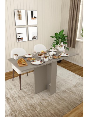 Asra Trend Kül Gri Km-32 Ultra Ince Katlanır Masa 133X60 cm 17 cm Kapalı Genişlik 6 Kişilik Ak
