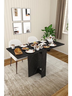 Asra Trend Royal Mermer Desen Km-32 Ultra Ince Katlanır Masa 133X60 cm 17 cm Kapalı Genişlik 6 K