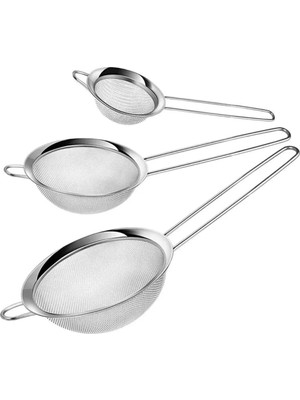 OEM Çelik, Çay Süzgeci Seti, Yuvarlak, 3'lü Set, 6x6/7x7/9x9 Cm, Bulaşık Makinesinde Yıkanabilir