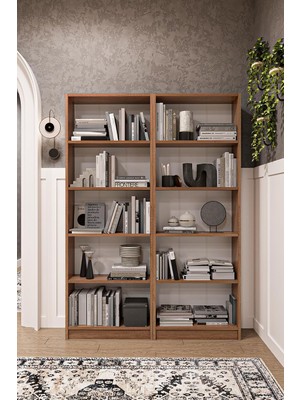 Asra Trend Petra Desen K003 10 Raflı Geniş Kitaplık 112 cm Modern Kütüphane Dar Alan UYUMLU%100
