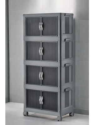 Katlanabilir Modüler Dolap 4 Lü 54 cm x 31,7 cm x 127 cm (Antrasit)