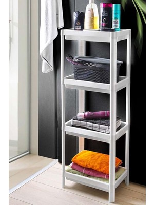 4 Katlı Banyo Raf Ünitesi Düzenleyici Şampuan Havluluk Deterjan Dolabı, Banyo Rafı Antrasit gr
