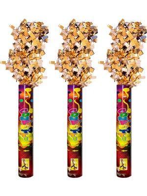 AyrStore Parti Dolabı 3 Adet Gold Altın Konfeti Çevirmeli 30 cm