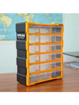 AyrStore Asrın Plastik Super Bag Mono Blok Çekmeceli Organizer 18'li Büyük Boy, 381X475X157MM