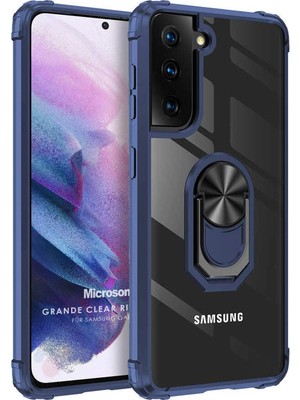 S21 Plus Için Kılıf Military Ring Holder Siyah Galaxy S21 Plus ile Uyumlu Kılıf - Siyah