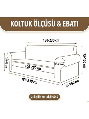 AyrStore Bibaha 3 Kişilik Jakarlı Düz Desen Lastikli Koltuk Kılıfı Çekyat Koltuk Örtüsü Streç Esne