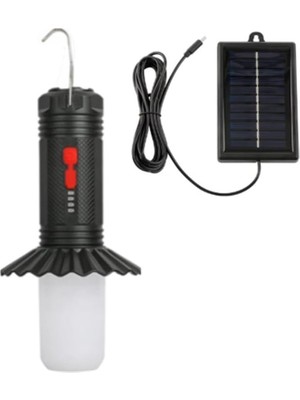AyrStore GS-505 Solar Güneş Enerjili LED Kamp Lambası, Taşınabilir Outdoor Fener, 10 Watt, 3 Mod, Şarj