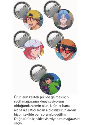 Ms Major Selection Sk8 The Infinity Anime Buton Rozet 37MM 5 Adet