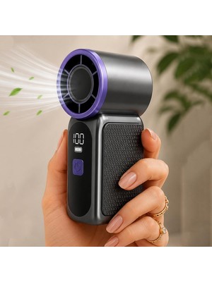 AyrStore Coverzone 9CMX4CM Ultra Mini En Küçük El Fanı Taşınabilir Şarjlı Dijital Göstergeli Ayarlan