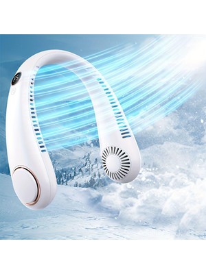 AyrStore Yeni Nesil Boyun Askılı Giyilebilir Mini Fan 5 Kademeli Dijital Göstergeli Boyun Fanı Soğutucu