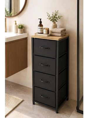 AyrStore Miyuhome 4 Çekmeceli Metal Banyo Dolabı Çok Amaçlı Dolap Pratik Organizer Çekmeceli Düzenleyi