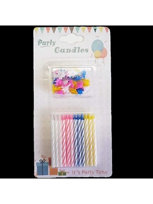 AyrStore 3b Trend Doğum Günü Mumları 24 Adet Renkli Spiral Birthday Candles