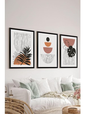 AyrStore Artavessa 3 Parça Siyah Çerçeve Görünümlü Mdf Tablo Seti Set 12, 20 x 30