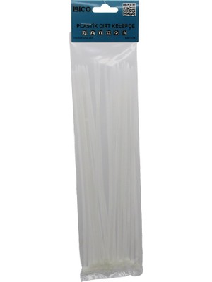 TeknoKapsül 25PCS Beyaz 3.6X250MM Plastik Cırt Kelepçe