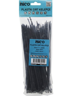 TeknoKapsül Siyah 3.6X200MM Plastik Cırt Kelepçe 100PCS
