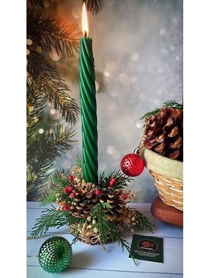 TeknoKapsül Balmumu Mum Yeşil (2 Adet 27.5cm) Kalın Burgu Burgulu Balmumu Şamdan Mumu Dekoratif Mum (Yeşil) Mum Balmumu